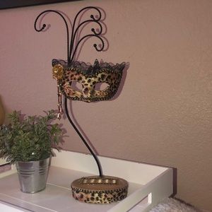 Cheetah print jewelry rack.